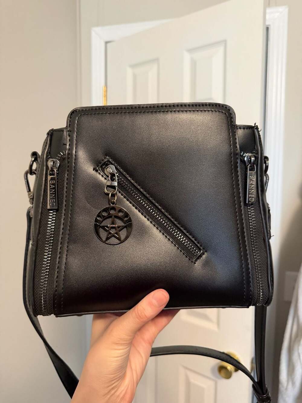 Banned Apparel Black Pentagram Charm Crossbody Bag